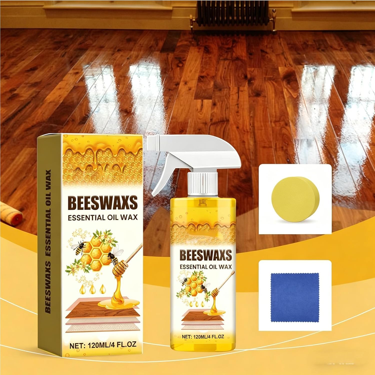 Bienenwachs Spray Fur Holzmobel, Beeswax Polish For Wood, Bienenwachs Spray Beeswax, Bienenwachsspray, Holzmöbel-Polieren Und Reinigungsspray Für Möbel, Böden, Tische, Schränke (2pcs)