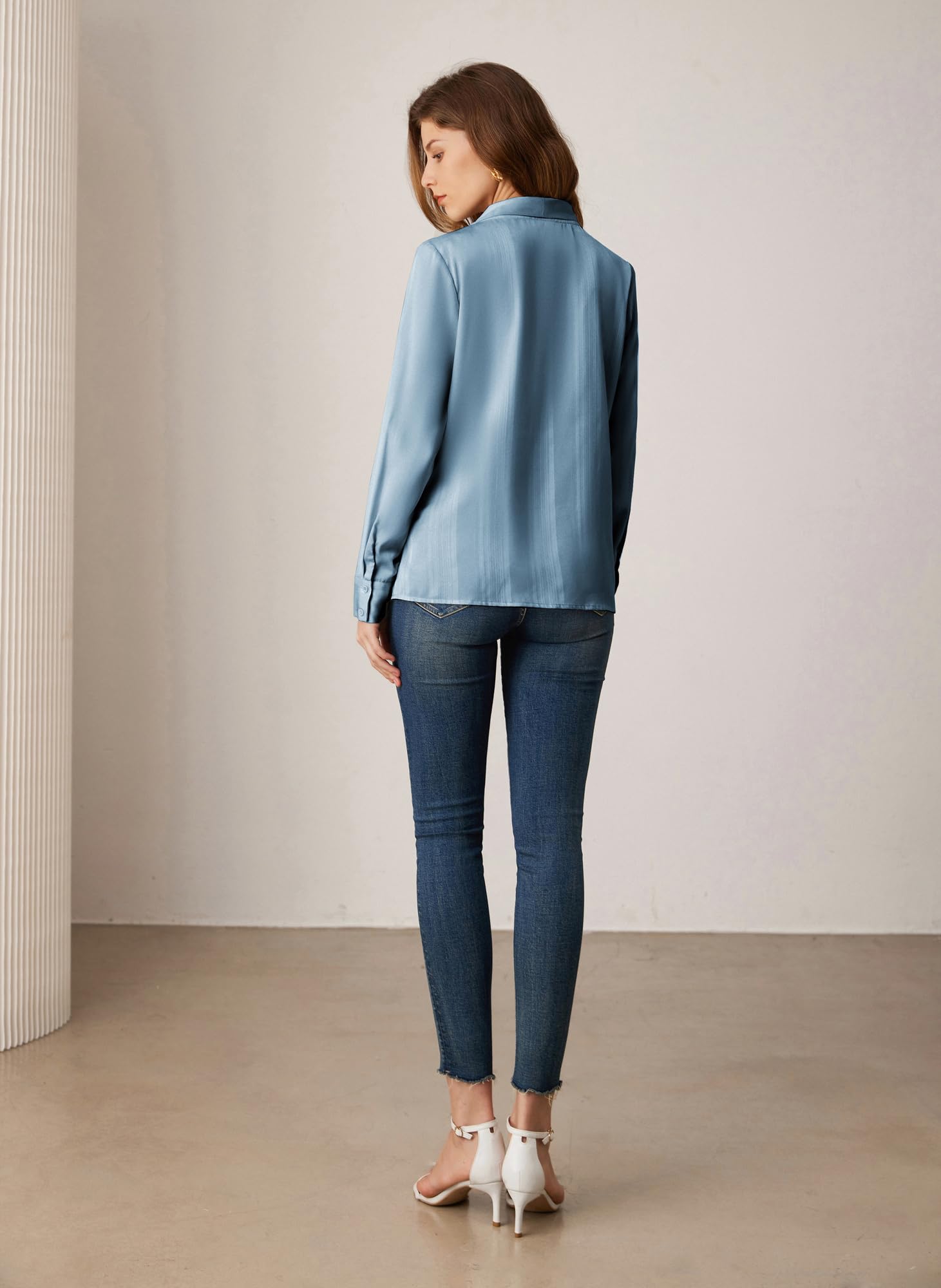 GRACE KARIN Camicette da Donna in Raso a Maniche Lunghe Eleganti Business Pullover Camicetta Top