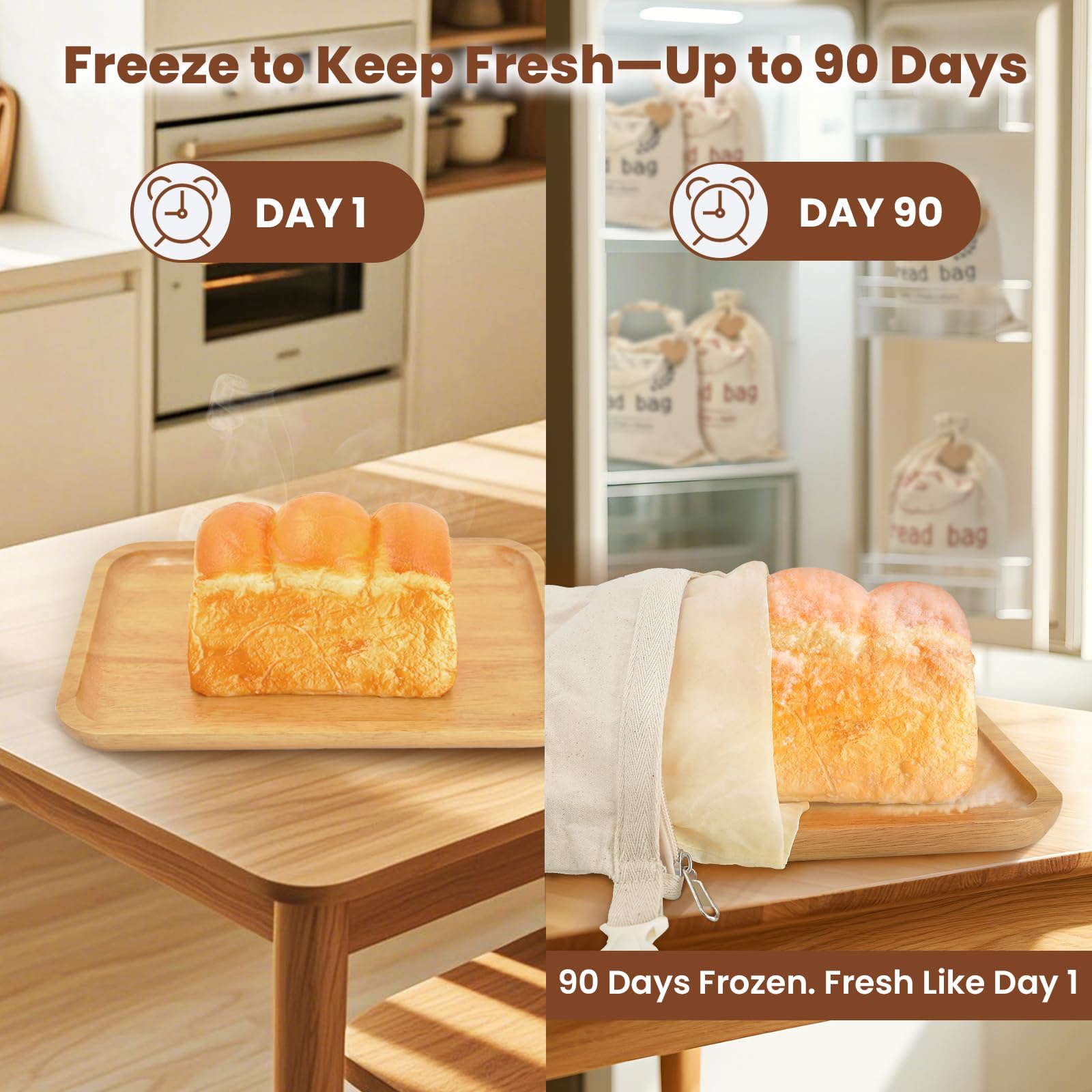 1 Large Beeswax Bread Bags for Homemade Bread Sourdough &1 cotton Bag with TPU Lining &1 Bowl Cover–Multi Closure Designs, Easy to Clean & Reusable, Thickened,Well-Made, Keeps Baked Goods Fresh Longer