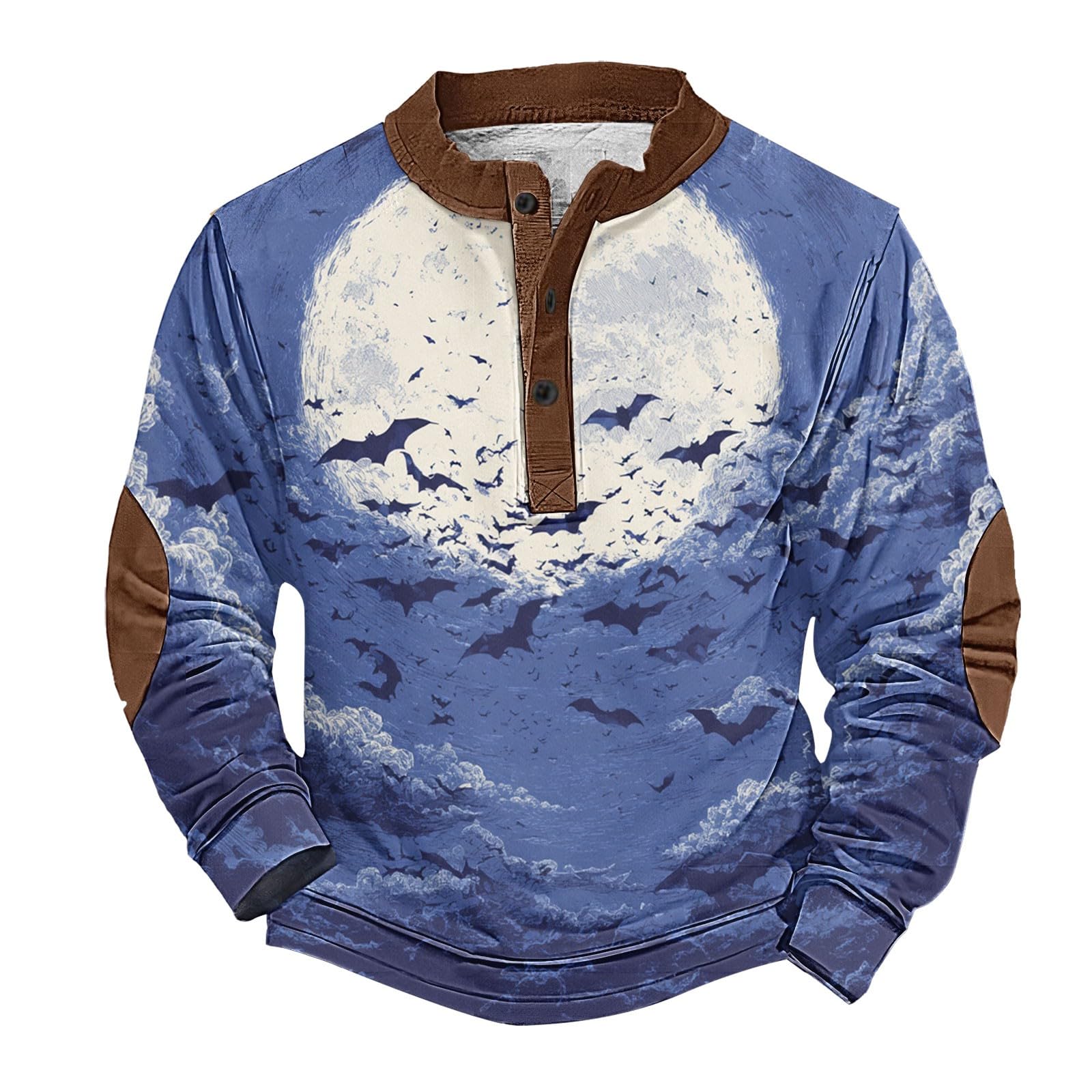 Chaqueta Verano Hombre Sudadera con Cuello Abotonado Y Estampado Retro De Halloween para Chollos Camisas Manga Larga Ropa Gym Trabajo Mangas El Sol Proteccion Solar Artículos Pesca
