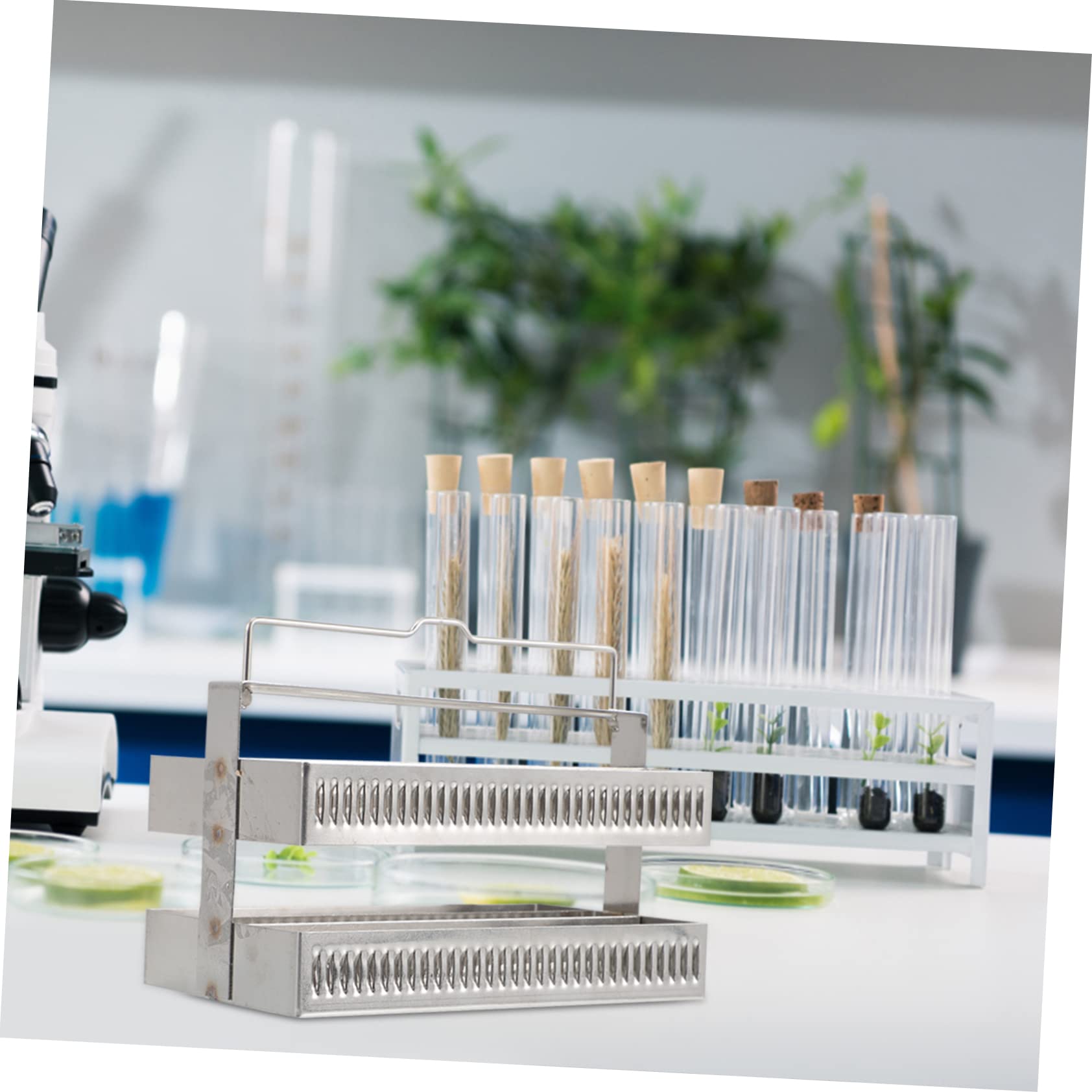 Mikinona Supporto Per Vetrini Da Microscopio 2 Pezzi 60 Posizioni in Acciaio Inossidabile Per Vetrini Per Colorazione Accessorio Per Biologia