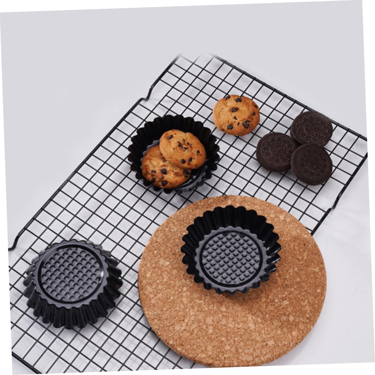 Molde Floral para Tarta de Huevo 12 Piezas de Acero al Carbono Negro | Desmolde Fácil, Resistente a Rayaduras, Calentado Rápido, Mantiene la Pieza Intacta