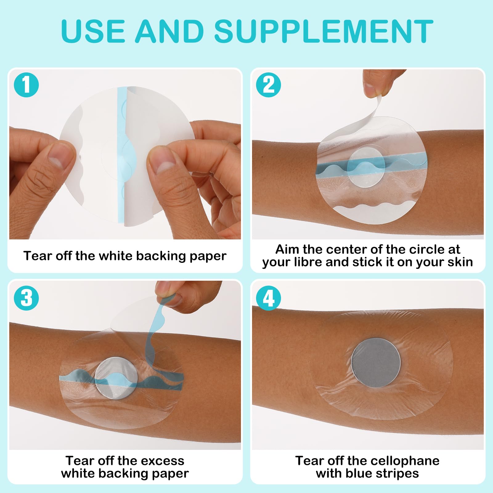 30 Stück Wasserfest Pflaster Klebepflaster für CGM Sensoren Schutz transparente Fixiertapes Hautfreundlich Wasserfest und Stark Haftend für Schwimm und Baden