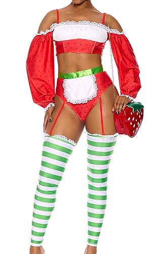 Forplay Strawberry Shortie Cartoon Character Costume - Small/Medium - Red