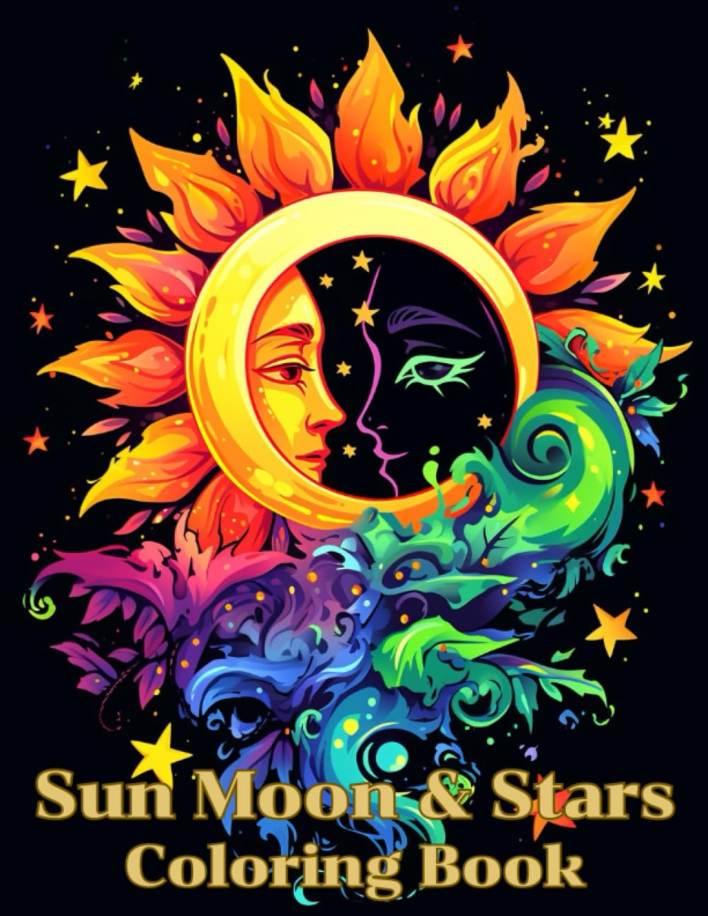 Sun Moon and Stars Coloring Book: A Beautiful of book sun, moon, planets ,stars and more design for stress relief & relaxation.