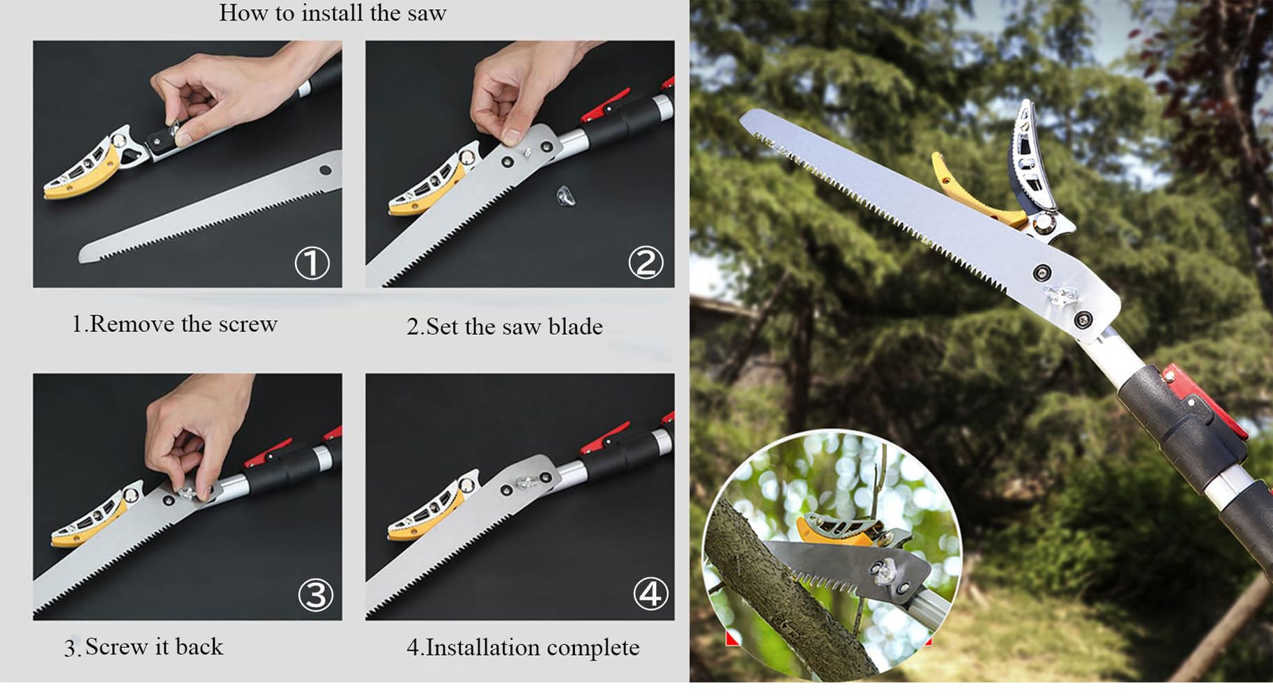 Tijeras de Podar Telescópicas Extensibles Manuales Para Estanques Rosas con Mango Telescópico, Tijeras de podar largas telescópicas (1,3 – 2,3 m) Tijeras con Pertiga