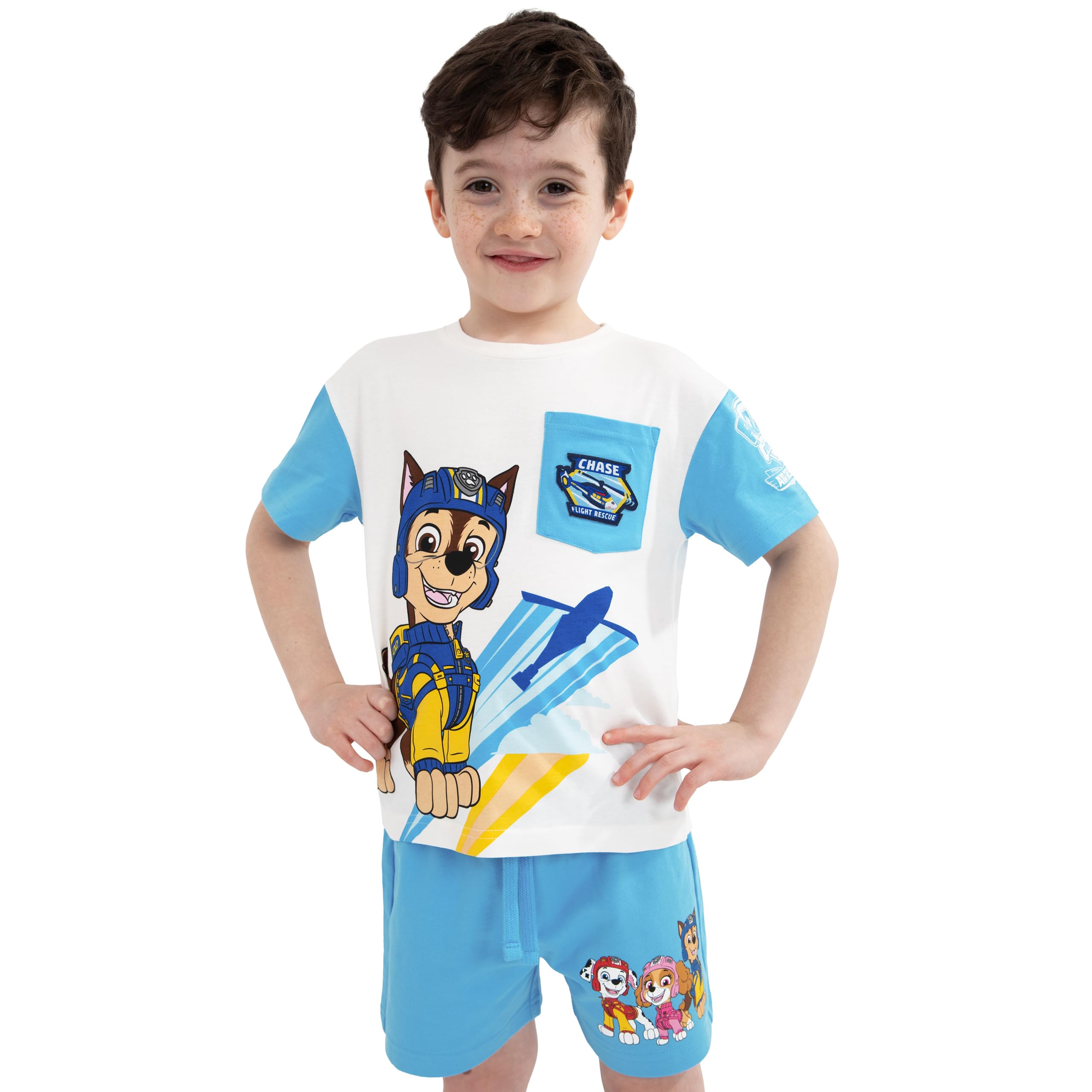 Paw Patrol Abbigliamento Bambino Maglietta Ragazzo Chase | Pantaloncini Ragazzo Chase | Set T Shirt Bambino Cotone