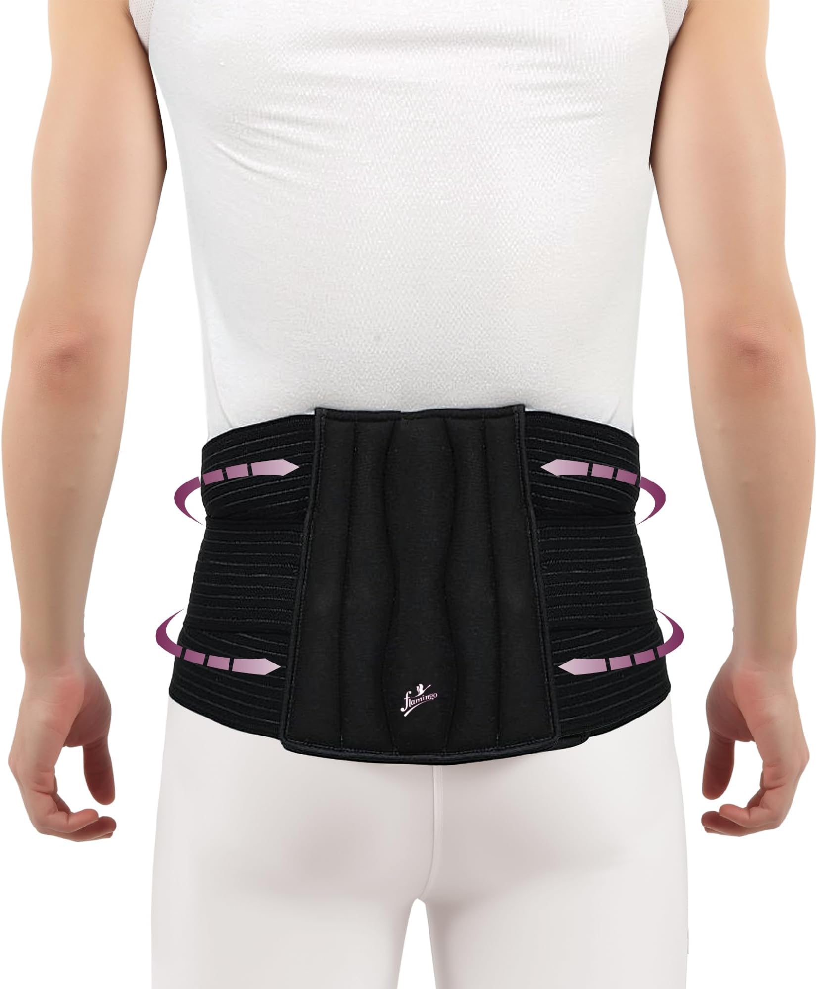 - Flamingo Lumbar Sacro Com Com Belt for lower back pain relief | back support belt for Waist Back Support,Tailbone Back Posture Corrector | Color-Black | Size-XL |