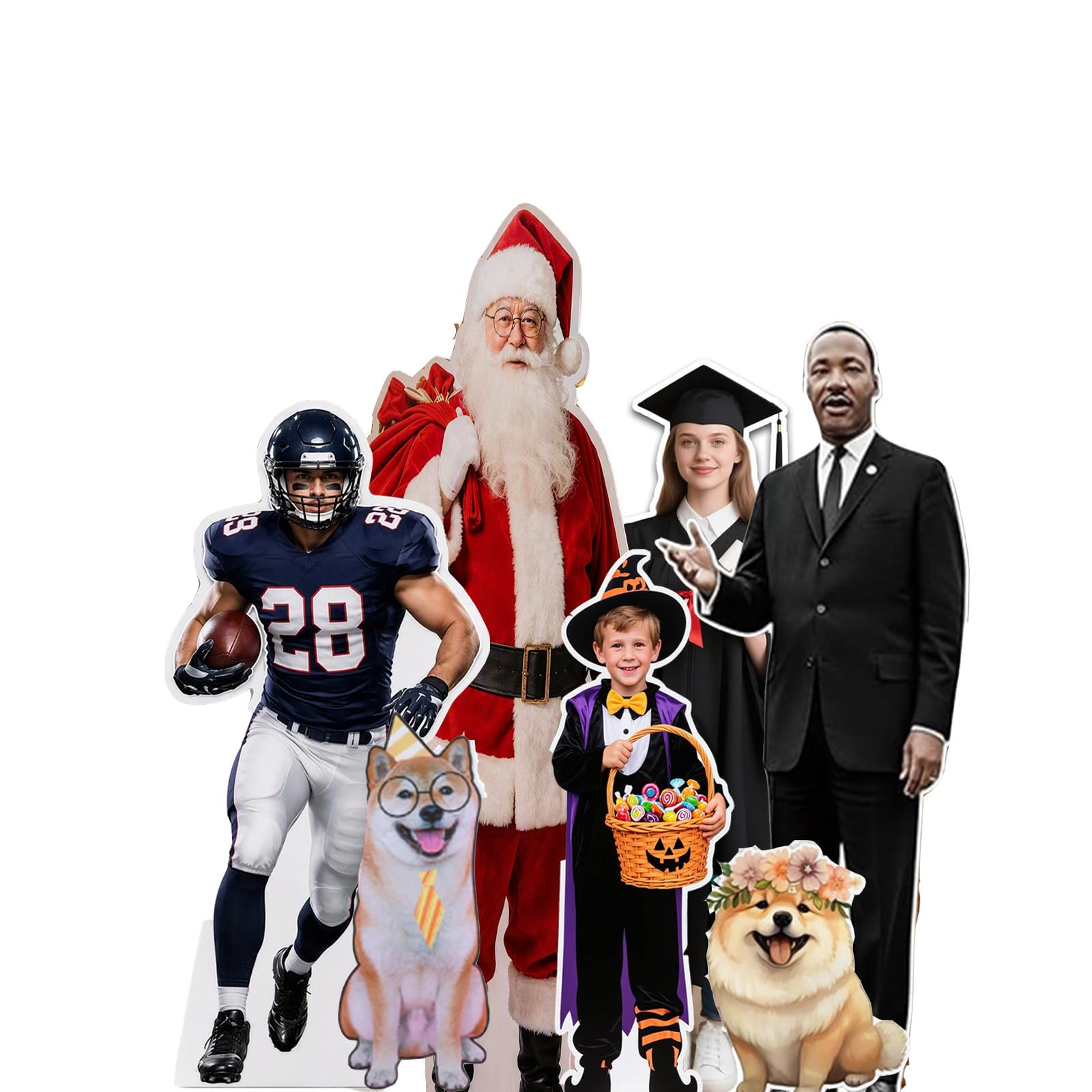 Personalisierter Pappaufsteller Lebensgroß - Standfigur aus wetterfester Pappe mit Ständer für Geburtstag, Hochzeit, Halloween & Weihnachten, hochauflösender Fotodruck, 1-7 Fuß