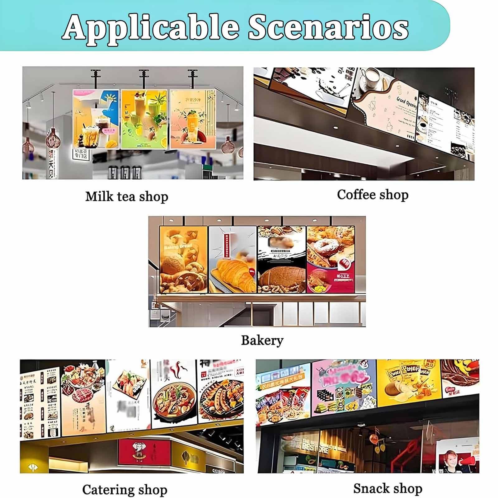Pantalla LED para Cartel Publicitario, Caja De Luz para Carteles Iluminados con Brazo Telescópico Ajustable 50-100 Cm, Señalización Digital Pared para Tiendas Minoristas 1pc-30 * 40