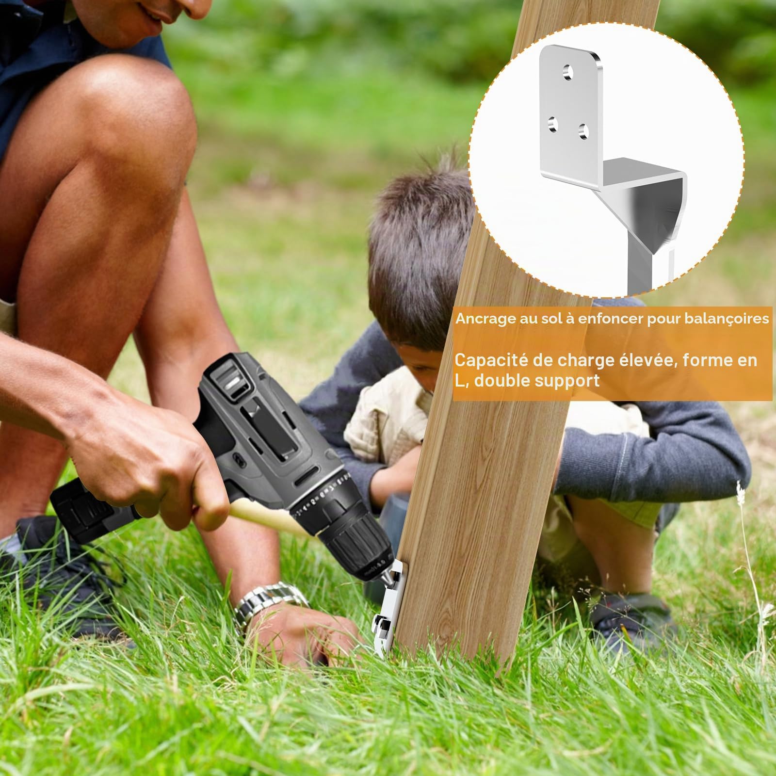 Support de Poteau à Enfoncer Galvanisé à Chaud Lot de 4 Douille Piquet Cloture Bois Ancre Support de Poteau à enfoncer Ancrage au Sol pour poteaux en Bois Ancrage au Sol pour balançoire