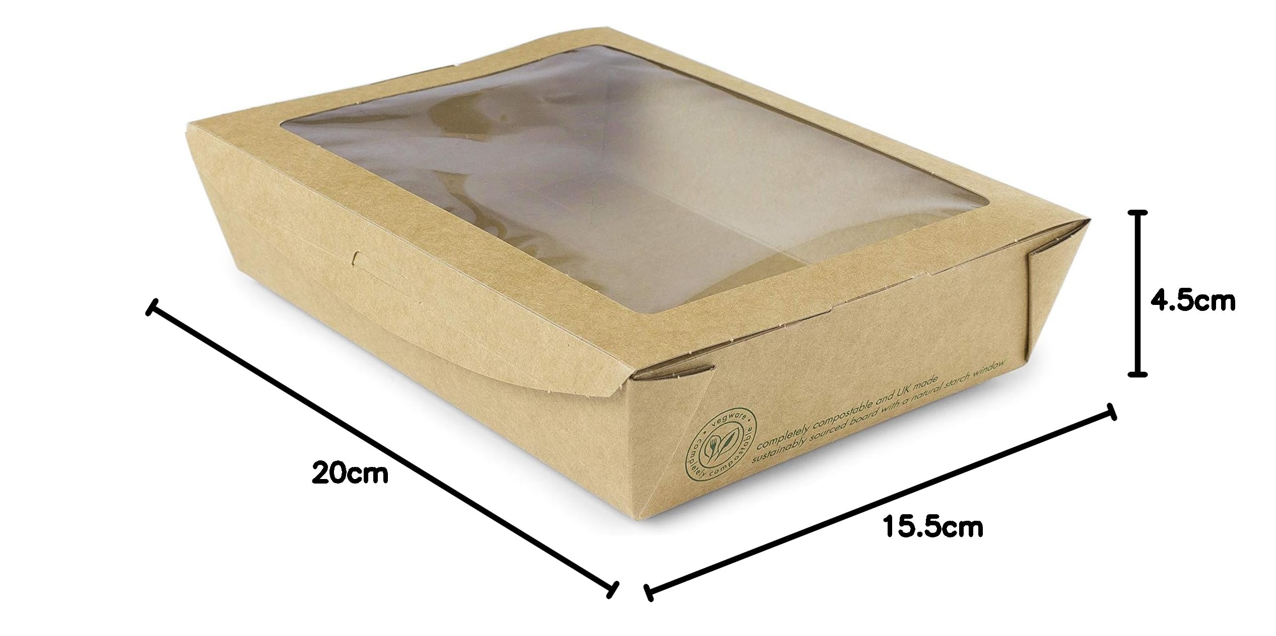 Vegware 01 vwsalad grande ventana caja de ensalada, 32 oz (Pack de 300)