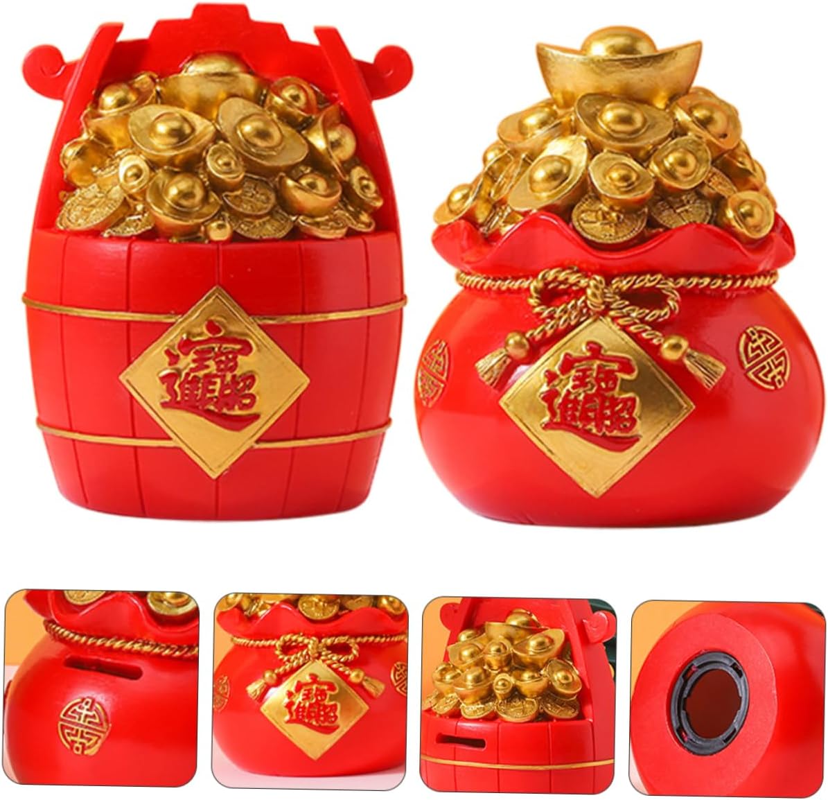 Hemoton 2pcs Storage Piggy Banks Bag Bucket Jars for Festivals Year Decor Boys and Girls Savings Bank and Festive Design for Home Office