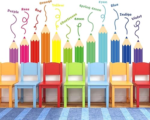 Miniatura 7 de Lápices de colores, calcomanías de pared artísticas con nombres de colores, calcomanías educativas de azulejos para guardería, guardería, aula, sala