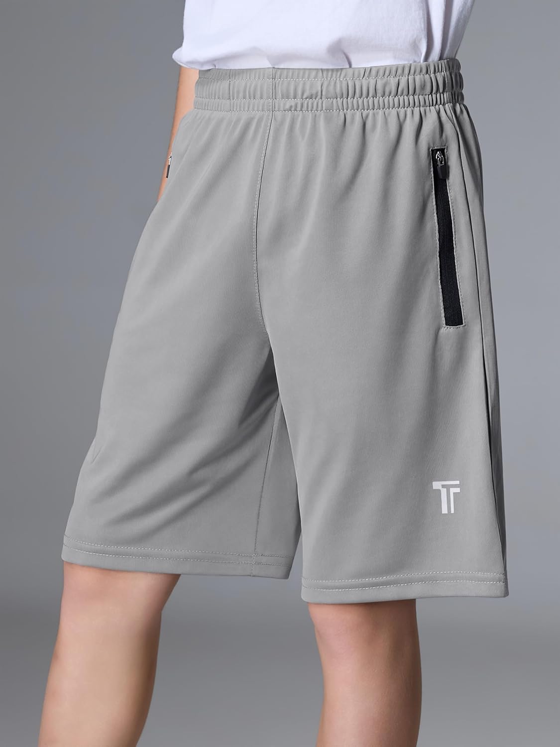 5 Pack Boys Athletic Shorts with Zipper Pockets Basketball Soccer Quick Dry Teen Sport Shorts Elastic Waist