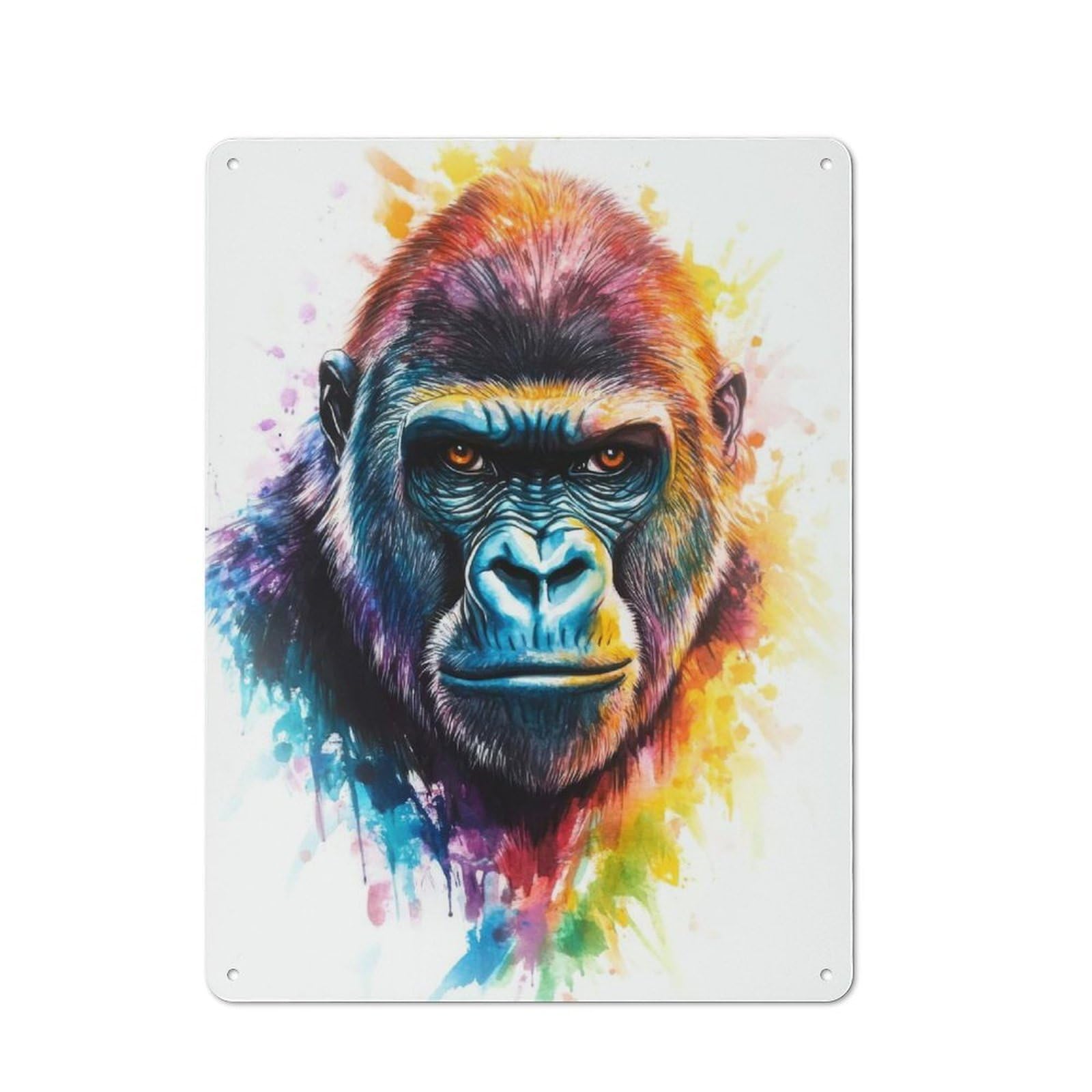 Junmoney Colorful Gorilla Portrait For Kitchen Or Home Bar, Retro-Style Metal Sign 40X30cm, For Cooler-Month Interiors With Retro Character