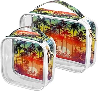 2Pcs Coconut Tree Cosmetic Bags,Clear Makeup ...