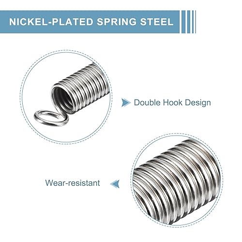 Miniatura 13 de uxcell 1 resorte extendido de 7/16 pulgadas x 10-1/4 pulgadas, 0.043 pulgadas de acero de resorte de doble gancho para construcción de maquinaria