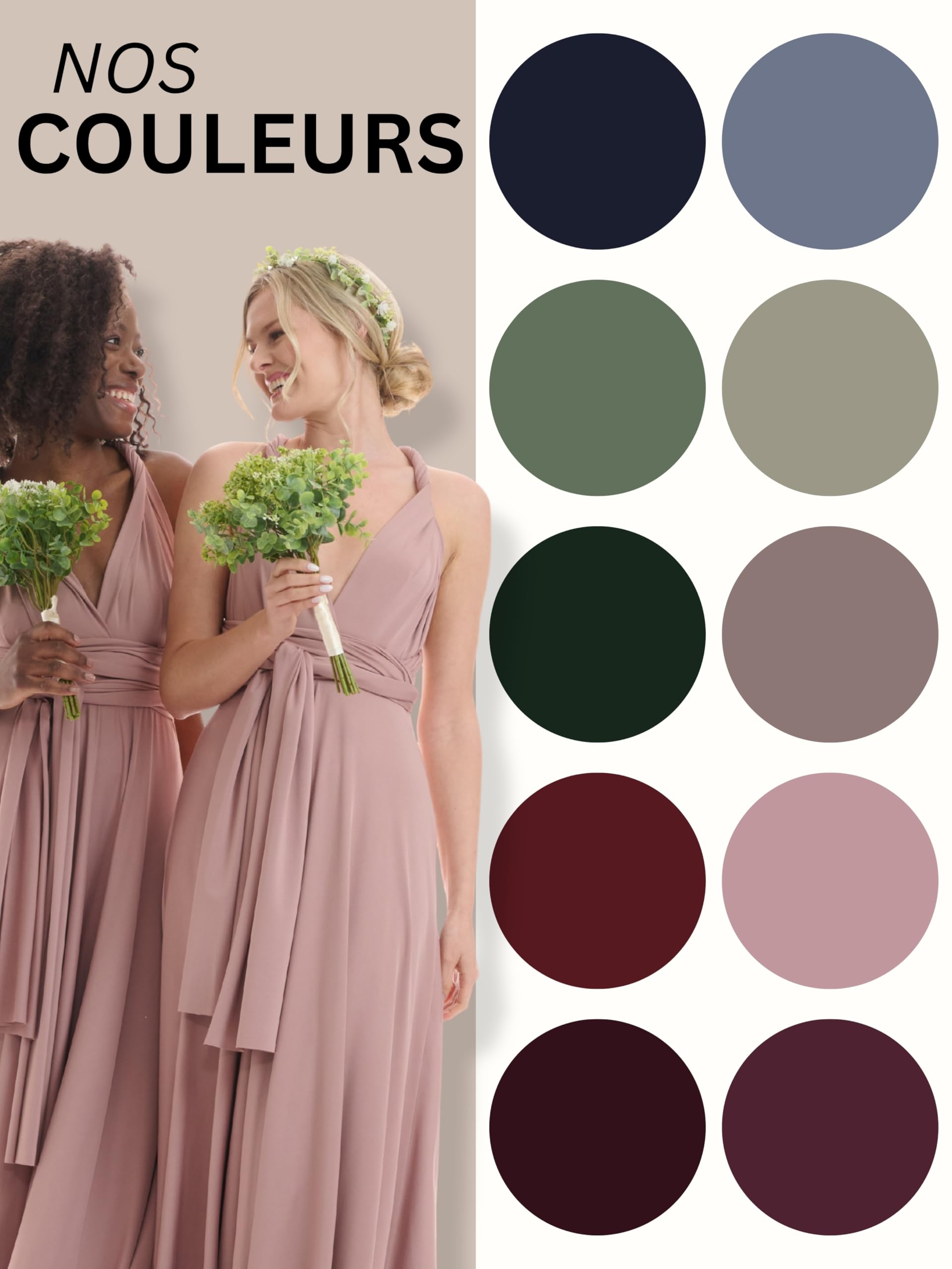 Juvell Robes de Demoiselles d'honneur Courtes Robe Infinity Midi - 1100 | Robe de cocktail élégante, robe de soirée, bal de fin d'année