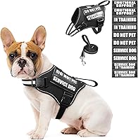 Vista 14 de Arnés de chaleco para perro de servicio MOOGROU y juego de correa+10 parches para cachorros y perros pequeños, chaleco para perro de apoyo emocional