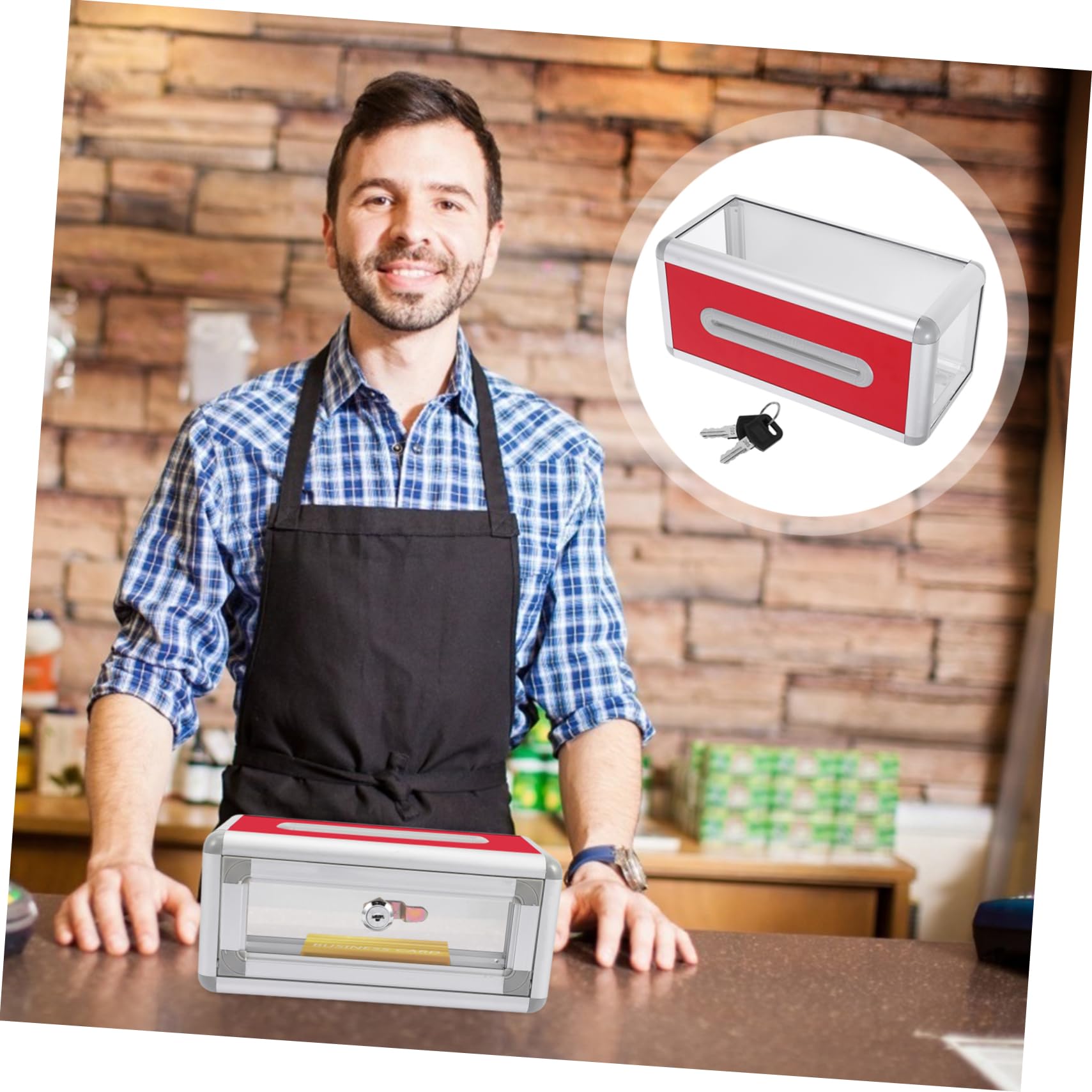 MAGICLULU Scatola Porta Biglietti Da Visita Da Tavolo Con Serratura Contenitore Resistente Per Biglietti Da Visita Urna Multifunzione Per Ufficio e Evento