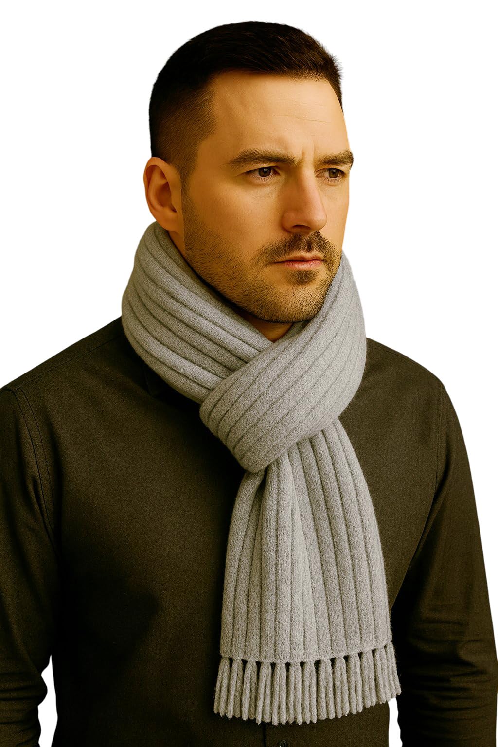 100% Pure Wool Winter Muffler for Men & Women | Premium Ribbed Knit Warm Scarf with Tassels | Soft Natural Wool Winter Stole | Heavy Warm Unisex Woolen Muffler for Casual & Formal Wear-image-20