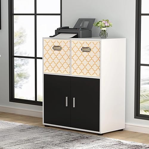 Vista 70 de Cubos de almacenamiento plegables negros, caja de almacenamiento de tela, cestas organizadoras con asas dobles para organizador del hogar