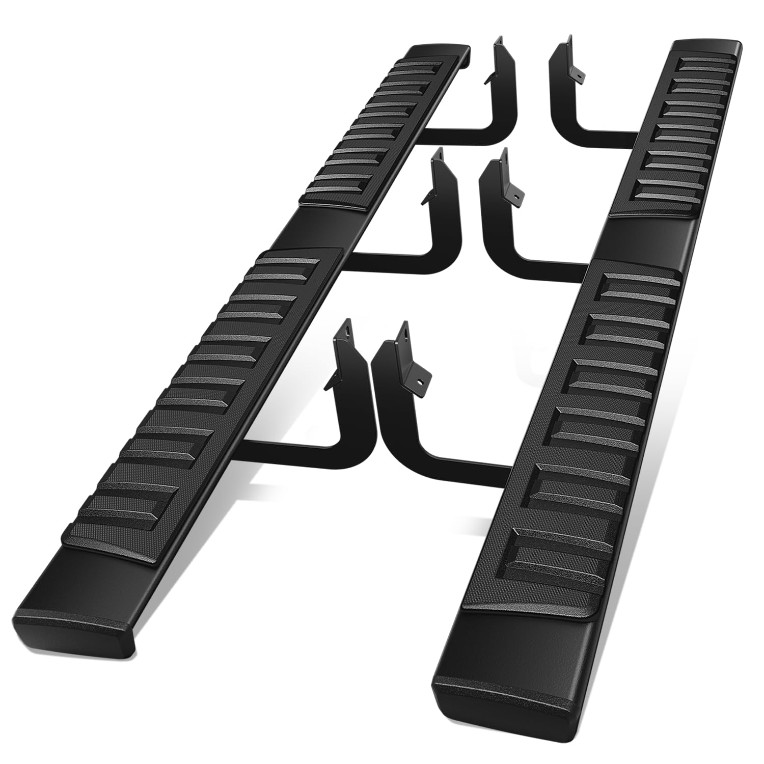 Auto Dynasty Flat Running Boards Compatible with 2004-2024 Nissan Titan XD King Extended Cab, Aluminum Side Step Rail Nerf Bars, 6" Step Bars, Black