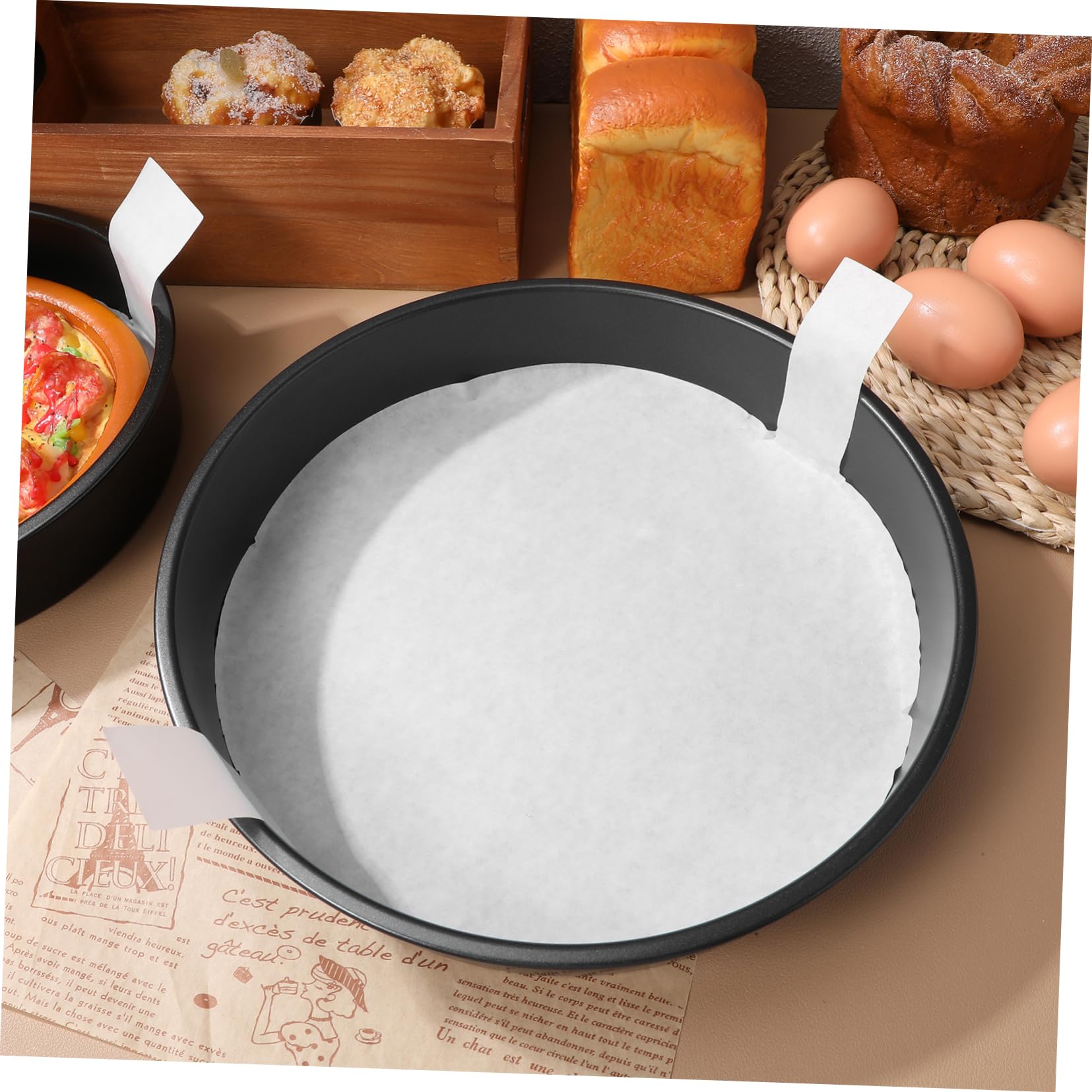 Amosfun 3piezas Moldes Redondos Antiadherentes para Pasteles de Varias Capas con Papel de Pergamino Suministros para Hornear Perfectos para Bizcochos Redondos Desmontables