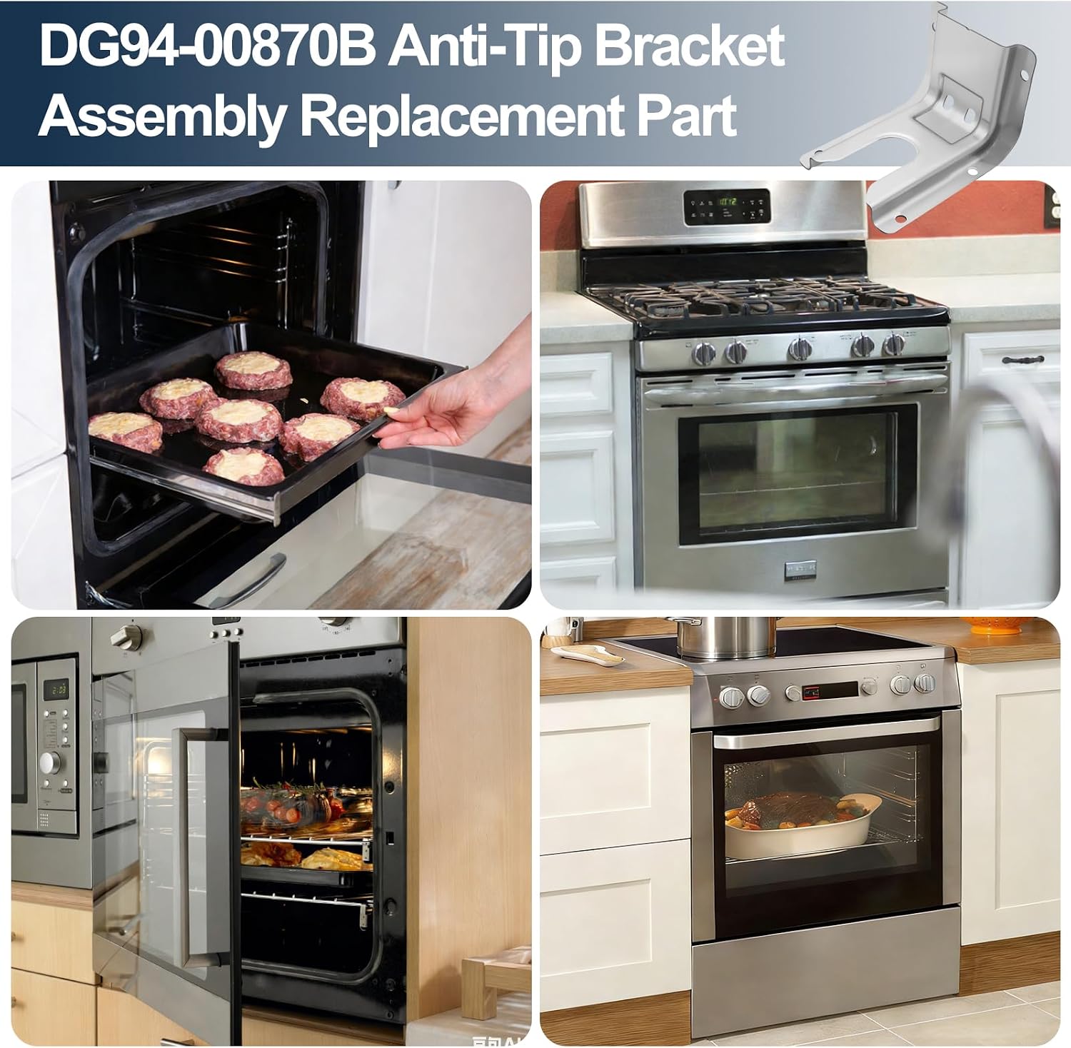 DG94-00870B Range Anti-Tip Bracket Kit Compatible with Samsung Ranges, Replaces DG94-00670A, DG97-00120A, 4011461, AP5800842, PS8764979, EAP8764979 with Screws (1 Pack)