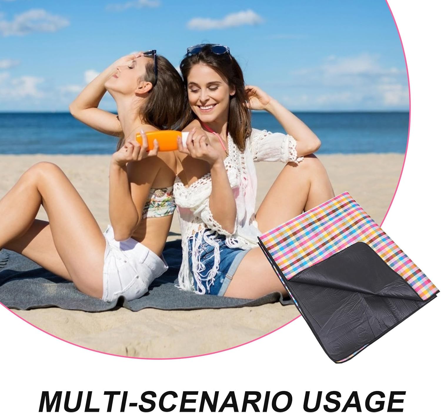 DOITOOL Thickened Large Picnic Blanket and Camping Mat 6mm Waterproof Outdoor Beach Cushion 150x200cm for Camping, Hiking, and Outdoor Activities