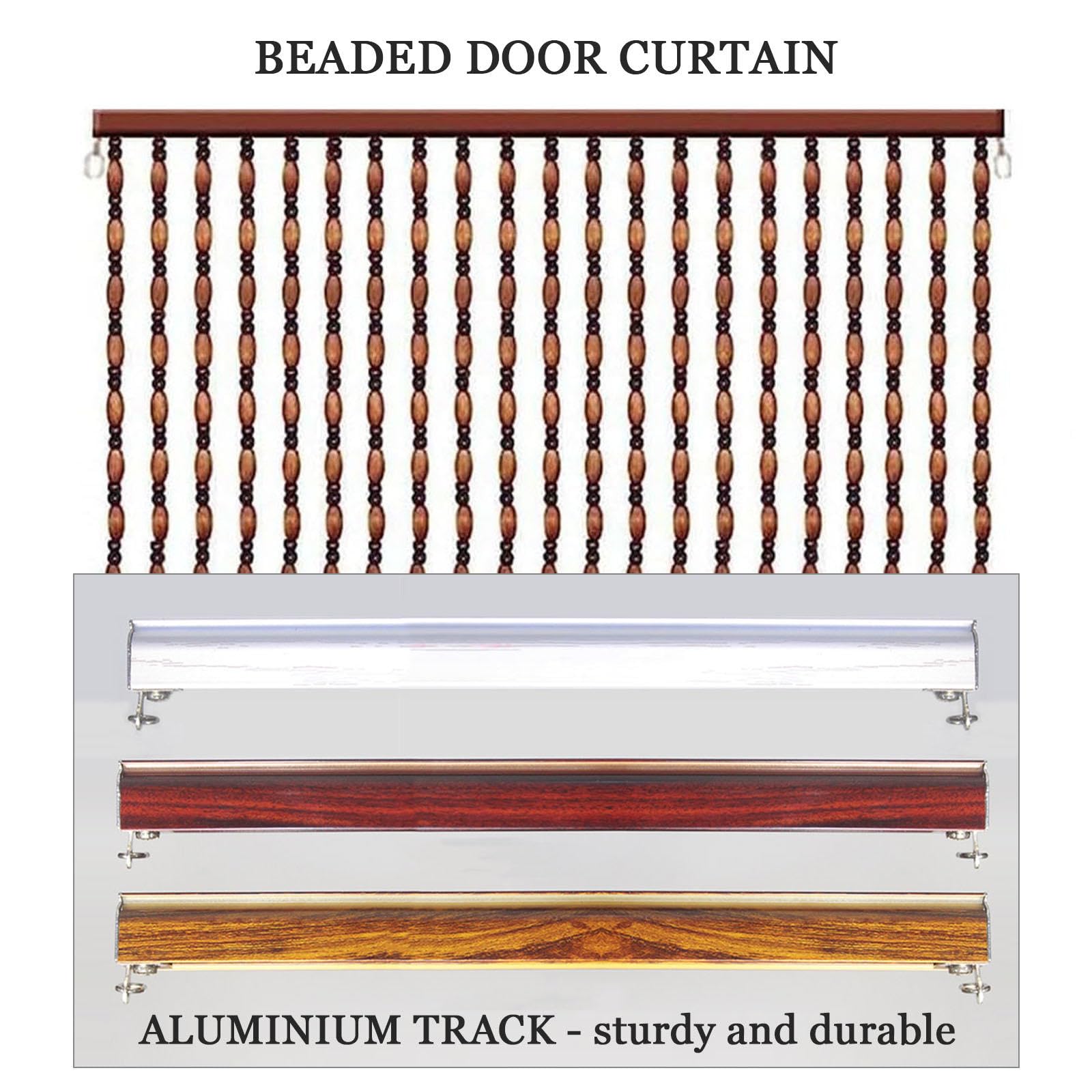 Rideau De Porte Perlé, Rideau De Perles À Brins pour Portes, Rideau De Perles en Bois De Bambou Naturel, Rideau pour Porte Décoratif Suspendu, Panneaux Anti-Mouches,60strands-120x190cm