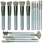 BESTOPE PRO 16 Pcs Makeup Brush Set Makeup Brushes for Eyes and Face, Blending Brush for Foundation, Premium Synthetic Powder Concealers Makeup Brushes, Eye Shadows Brushes, Eyeliner Brushes Green