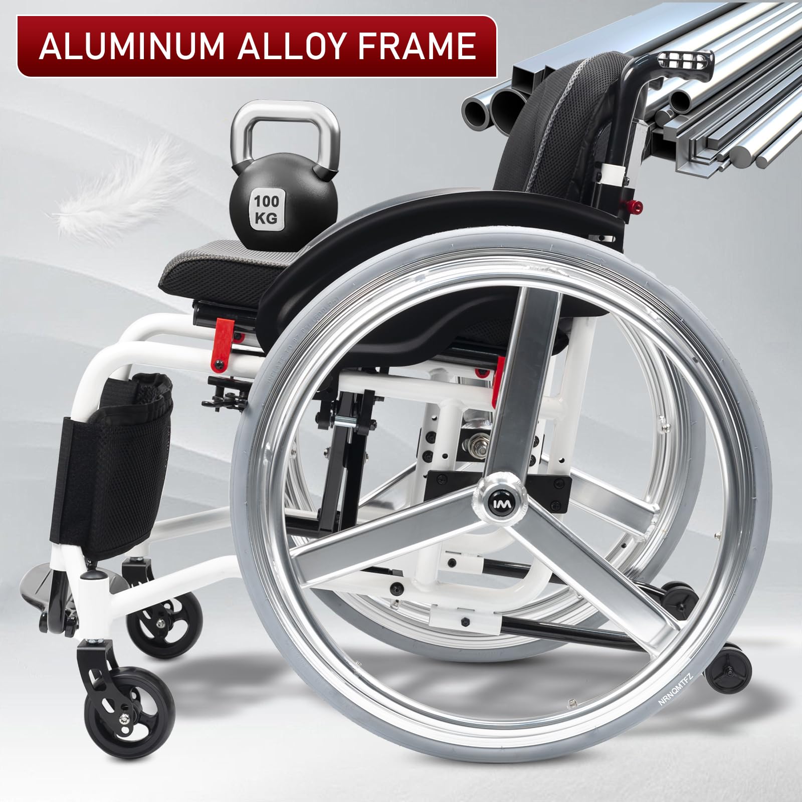 Silla de Ruedas Deportiva para Adulto, marco de aleación de aluminio,Silla De Ruedas De Transporte Plegable Ligera,sillas De Ruedas Manuales Autopropulsadas, liberación rápida(Seat width 42cm/16.5in,A