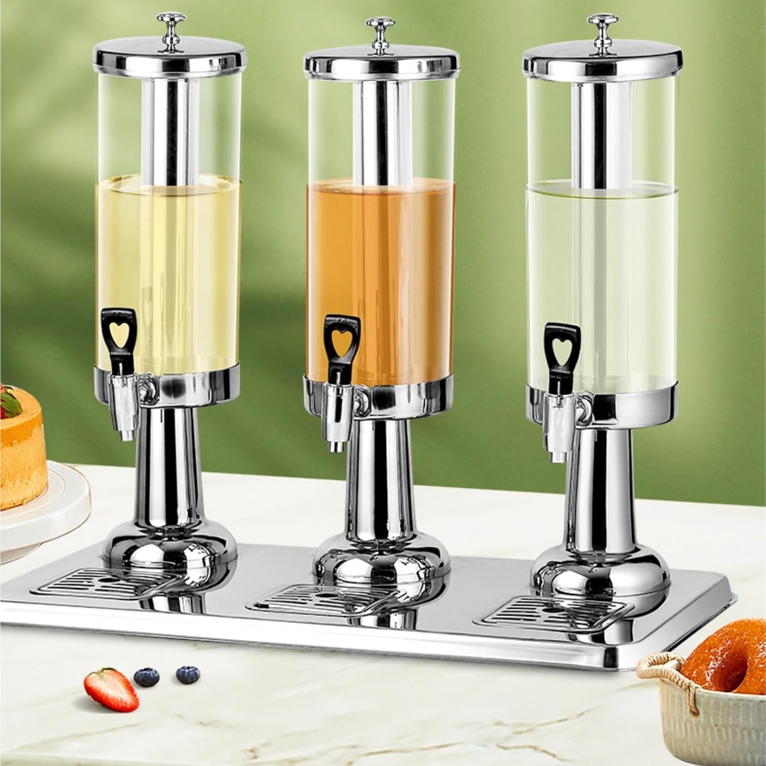 Beverage Dispenser with Stand All-in-One Commercial Drink Dispenser with Ice Core&Stainless Steel Drip Trays(3L)