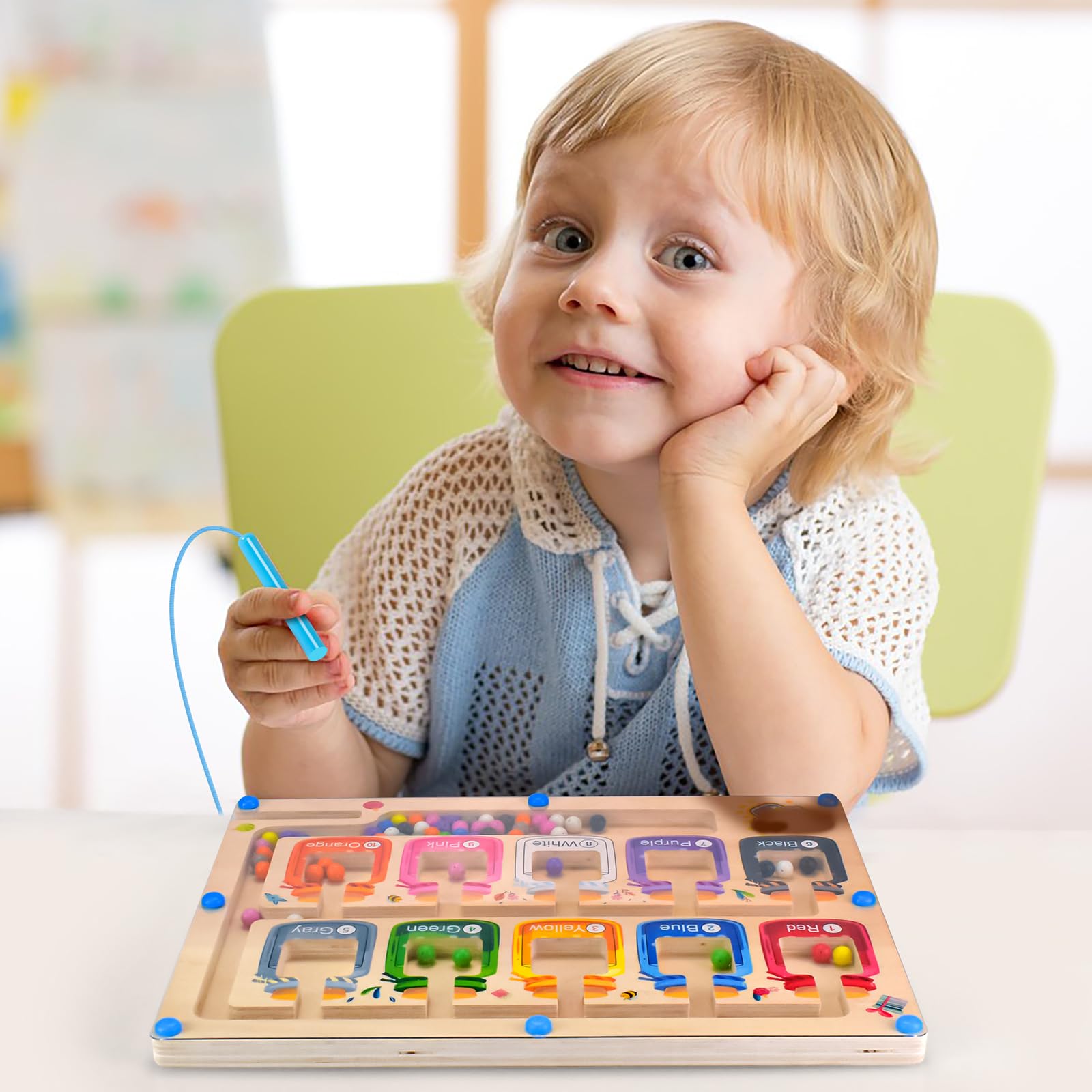 Stfitoh Juego Educativo para Niños 2 3 4 5 Años, Juego Magnético Laberinto Juguetes Montessori 2-5 Años Regalos Niñas 2-5 Años Juguete Madera Juegos Niños 2-5 Años Regalos Cumpleaños Niños - Piezas Magnéticas