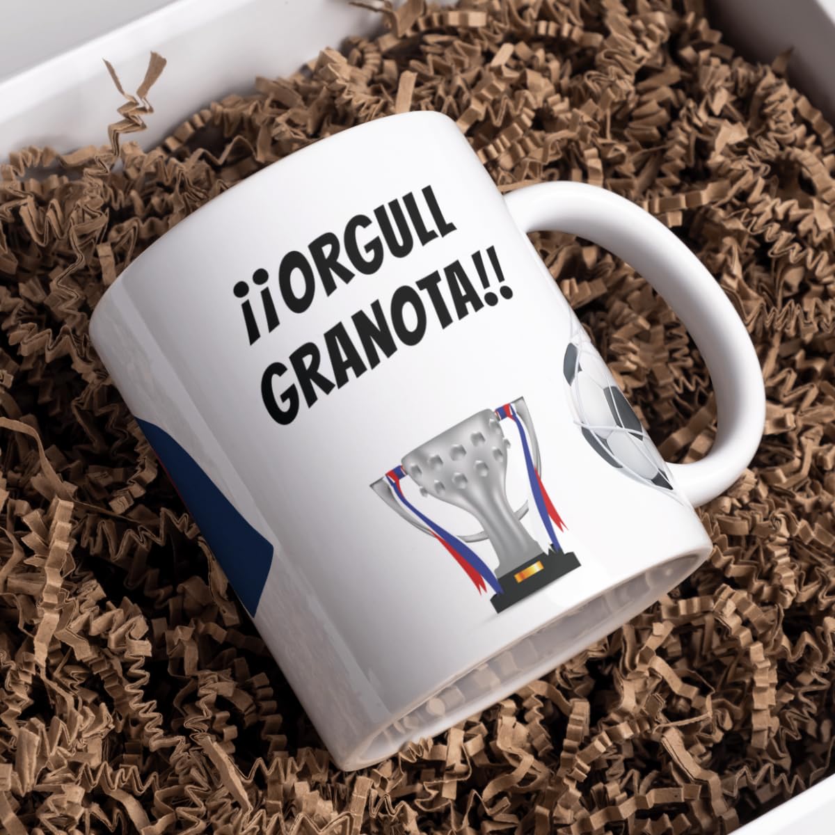 DEREGALOOS. Taza Personalizada Estilo Fútbol. Taza con Nombre y Número. Regalo Original para Aficionados.Fútbol Niños y Adultos. Pulsera de regalo. Diseño Inspirado en la 2ª División Levante