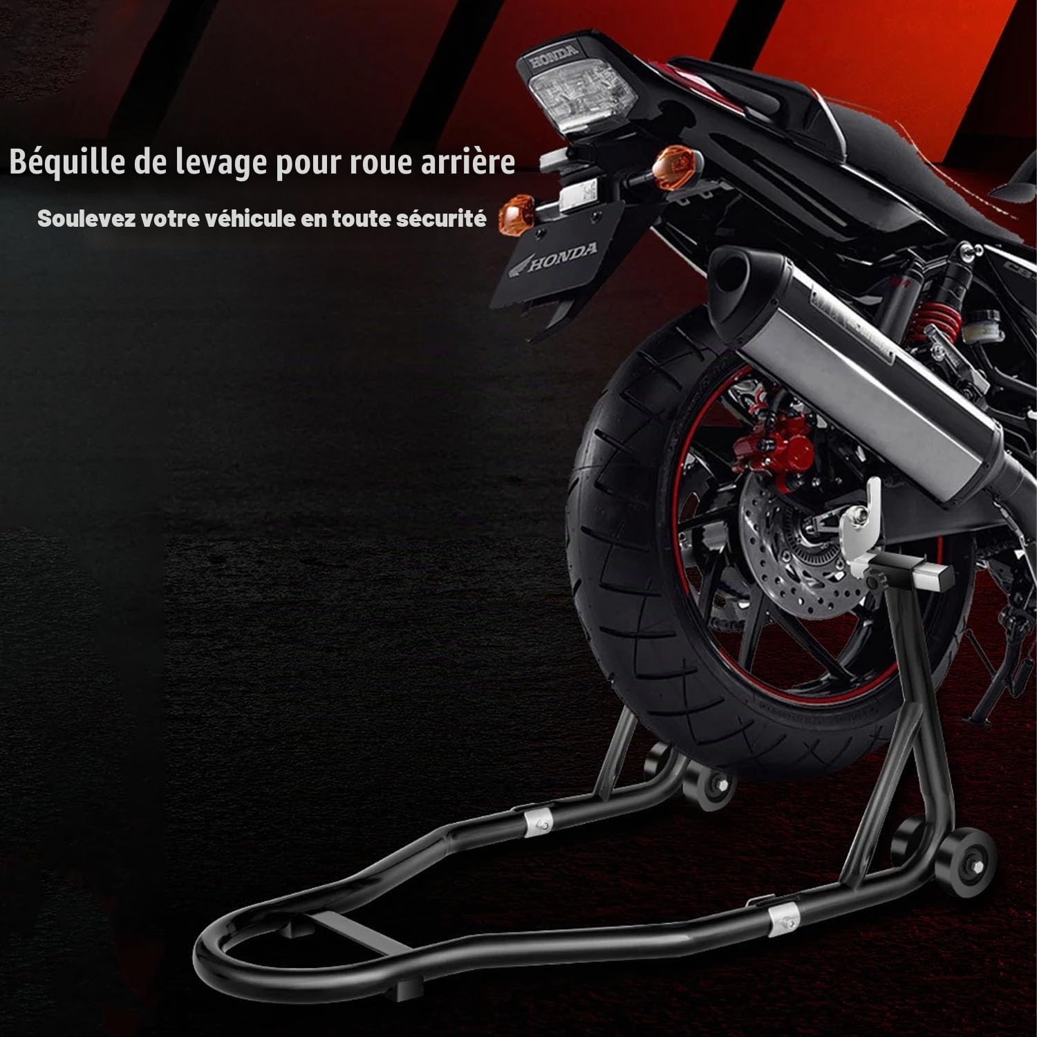 Bequille Atelier Moto,Support Arrière Solide, Support Arrière Universel En Acier Pour Moto, Capacité De Charge De 500 Kg, Haute Stabilité,Adapté Aux Travaux De Réparation Et d'Assemblage