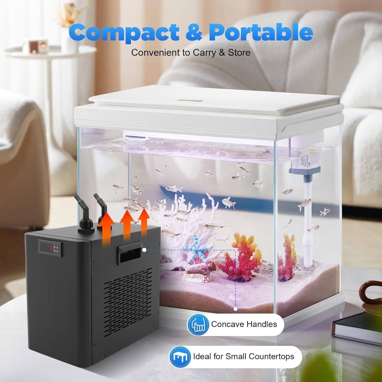 Aquarium-Kühler, Schnellkühlkompressor für Süß- und Salzwasseraquarien, Hydrokulturen und Wasserlebewesen, ideal zur Aufrechterhaltung der Temperatur