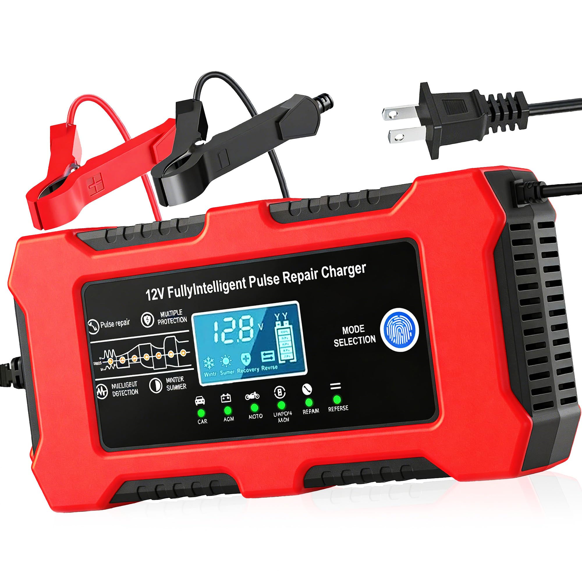 Photo 1 of 12V 10A Car Battery Charger, Smart Trickle Charger, Automotive Battery Charger with Temperature Compensation/Desulfator Maintainer for Car?Motorcycles?Lawnmowers?Trucks