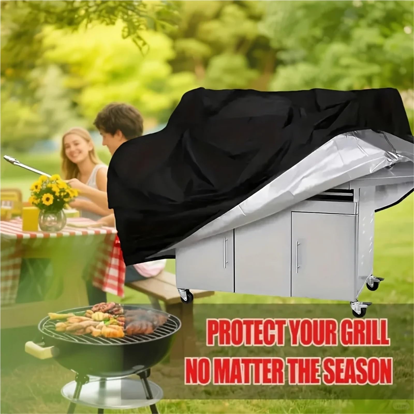 Housse de protection pour barbecue - 6 - Convient pour le camping et le barbecue - Accessoires essentiels pour la plupart des barbecues (XS (100 x 60 x 150 cm)