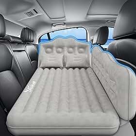 Cama de colchão de ar para carro: Colchão de ar inflável do banco traseiro para SUV, almofadas de dormir grossas de acampamento com travesseiros bombas de ar, caminhão, sedã, SUV, cinza