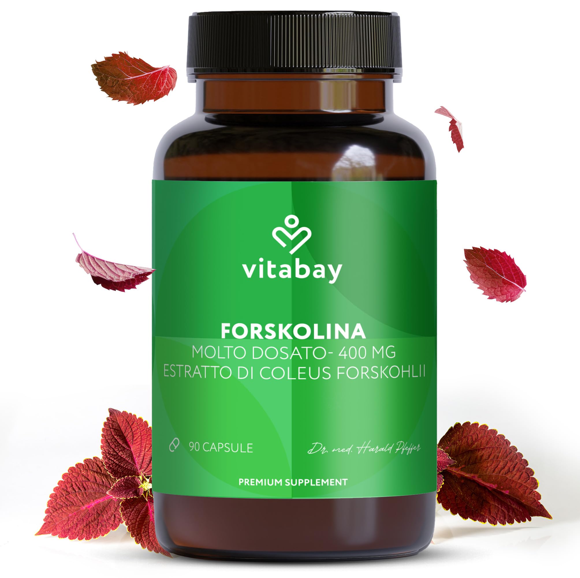 Vitabay Forskolina 400 mg alto dosaggio – 90 capsule vegane – Estratto di Coleus forskohlii, radice dell'ortica indiana – vegano & testato in laboratorio in Germania – scorta 3 mesi