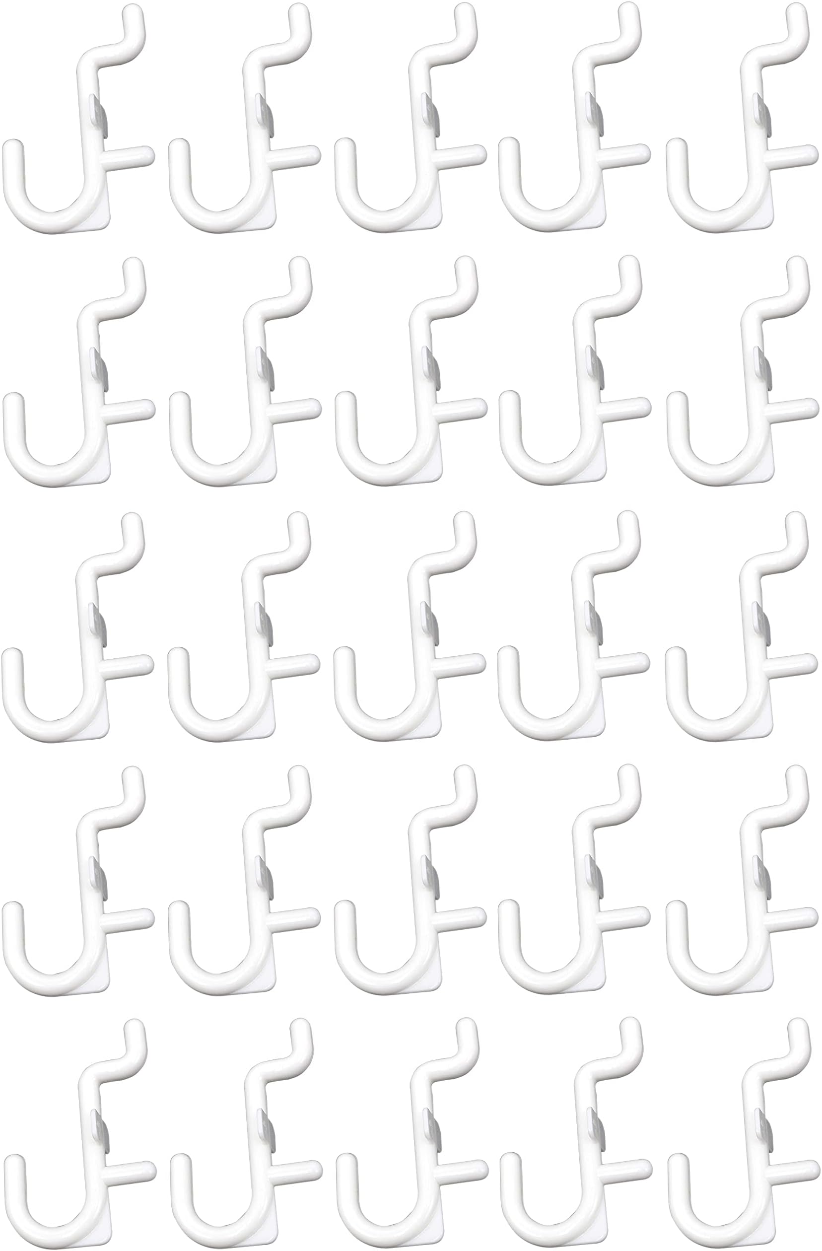 100-Pack Plastic White Pegboard Hooks - 50 J Hooks & 50 L Hooks For Wall Organization