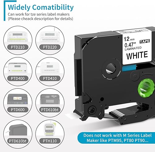 Miniatura 2 de Airmall Tec - Repuesto para Brother P-Touch Cube Plus PTH110 PT-1750 PT-P710BT PT-D410 PT-P700 Tze-231 12 pulgadas x 26.2 pies (26.2 ft) TZe TZ