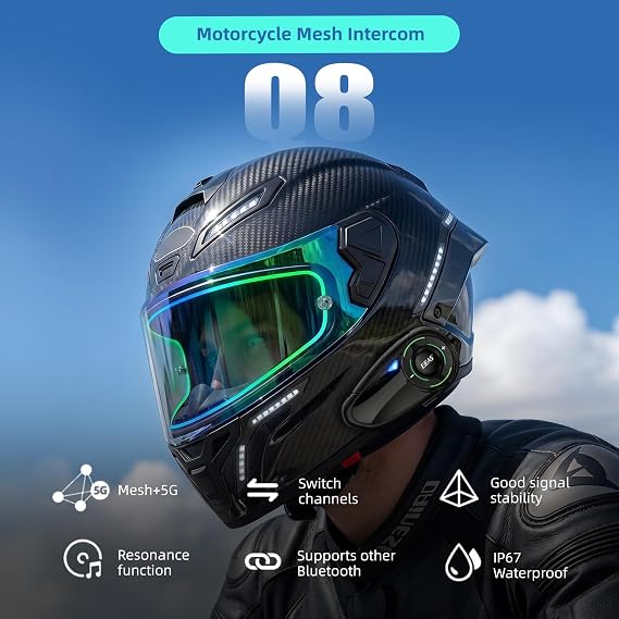 EJEAS Q8 Mesh Bluetooth Helmet Intercom Headset 1 Pack 1000m