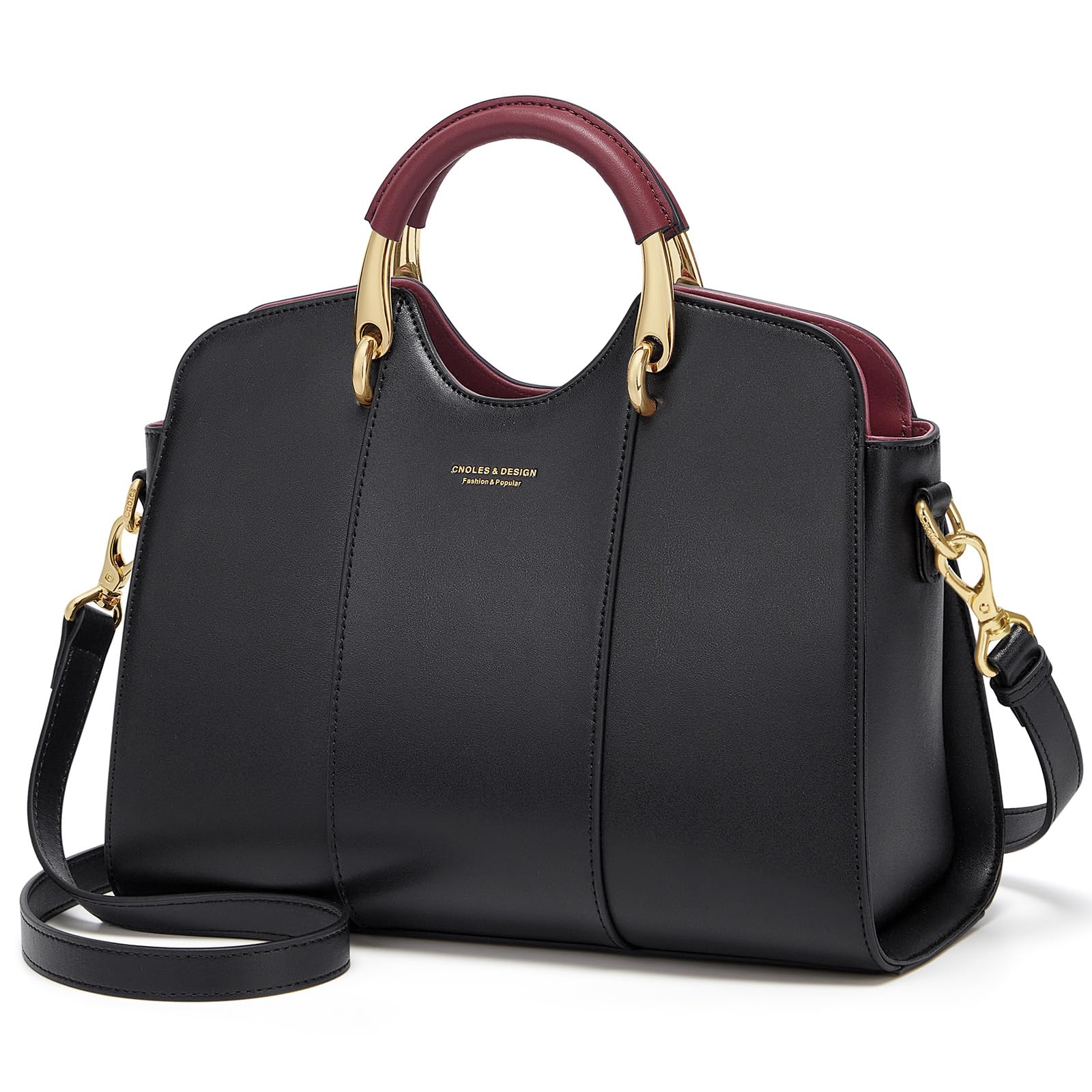 Cnoles Damen Handtasche Henkeltasche - Frau Leder Schultertasche - Elegante Tote Shopper - mit Retro Griff und Schultergurt- Alltags Mode Arbeit Stadt City
