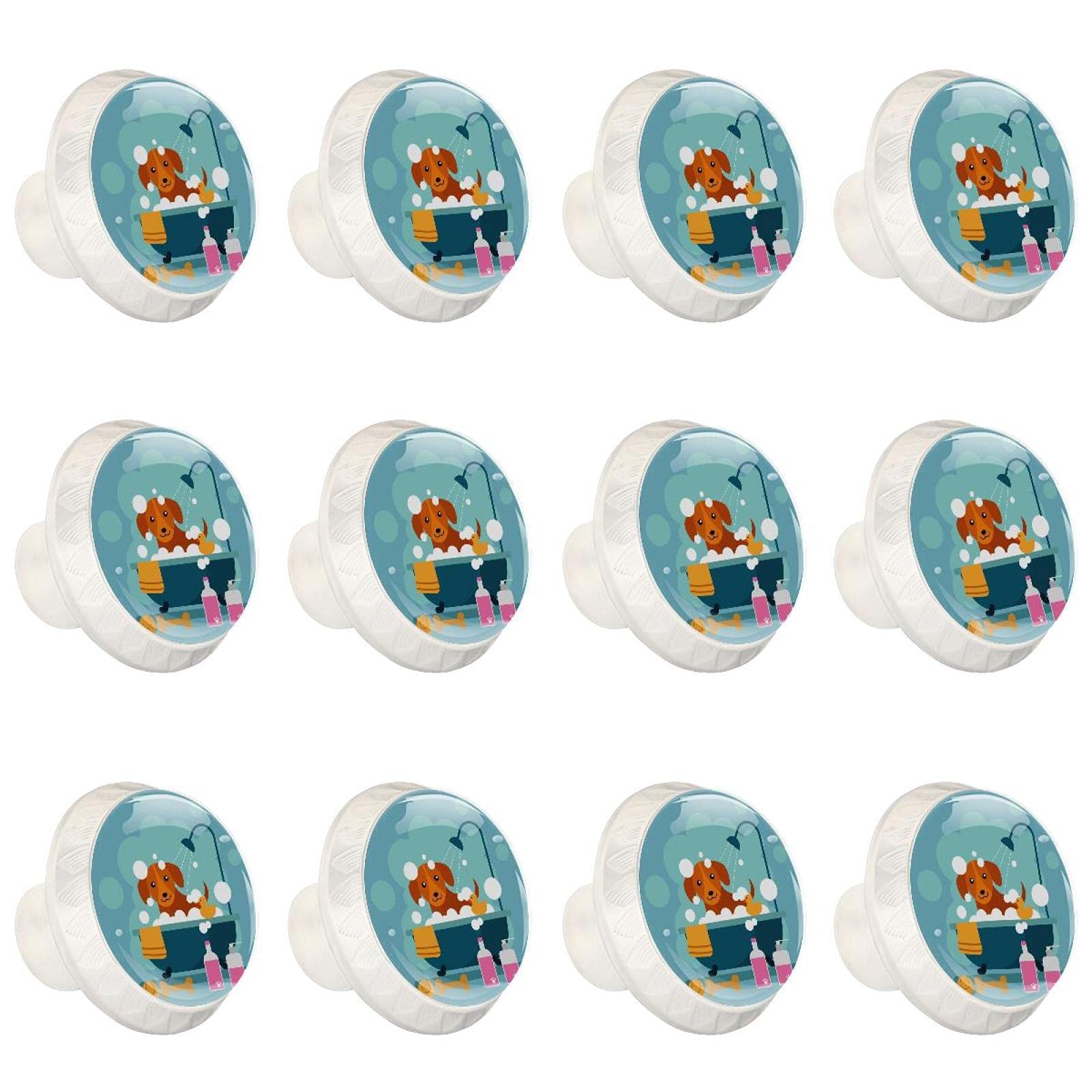 Poignée de meuble chien bleu lot de 12 boutons ronds décoratifs pour commode et placard