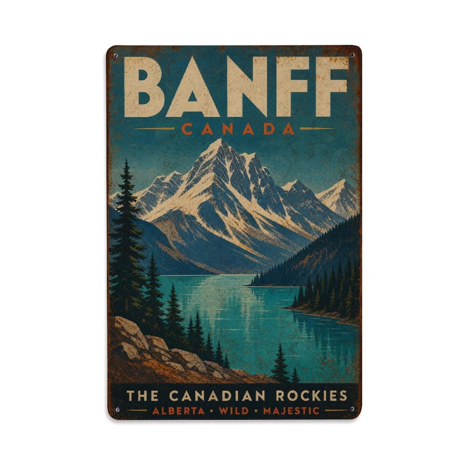 Gead 8X12inch Style Travel Vintage Canada Banff Metal Tin Sign