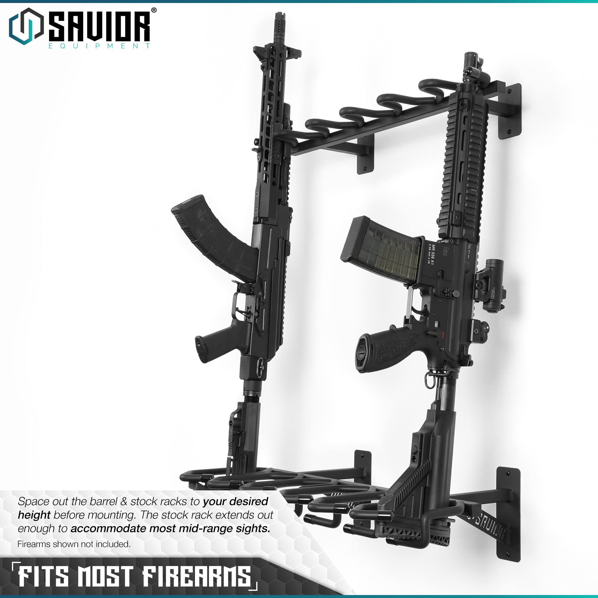 Theft Proof Rifle Display Racks Snapklik.com : Savior Equipment Obsidian Black Wall-Mount Rifle Rack ...